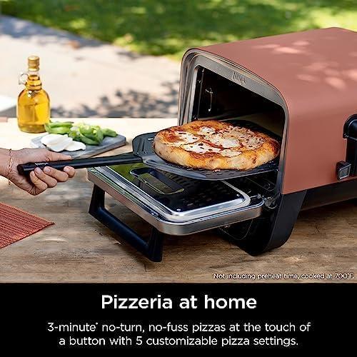 imageNinja OO101 Woodfire 8in1 Outdoor Oven Pizza Oven 700F BBQ Smoker Portable Electric Terracotta Red with XSKOPPL Pizza PeelXSKOCVR Cover XSKOP2R Woodfire PelletsStarter Oven Cover Peel Pellets