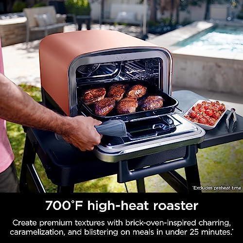 imageNinja OO101 Woodfire 8in1 Outdoor Oven Pizza Oven 700F BBQ Smoker Portable Electric Terracotta Red with XSKOPPL Pizza PeelXSKOCVR Cover XSKOP2R Woodfire PelletsStarter Oven Cover Peel Pellets