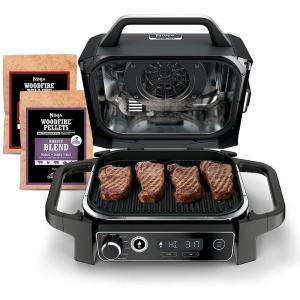 Ninja OG705CO Woodfire Outdoor Grill and Smoker Black (Renewed)(Grey)