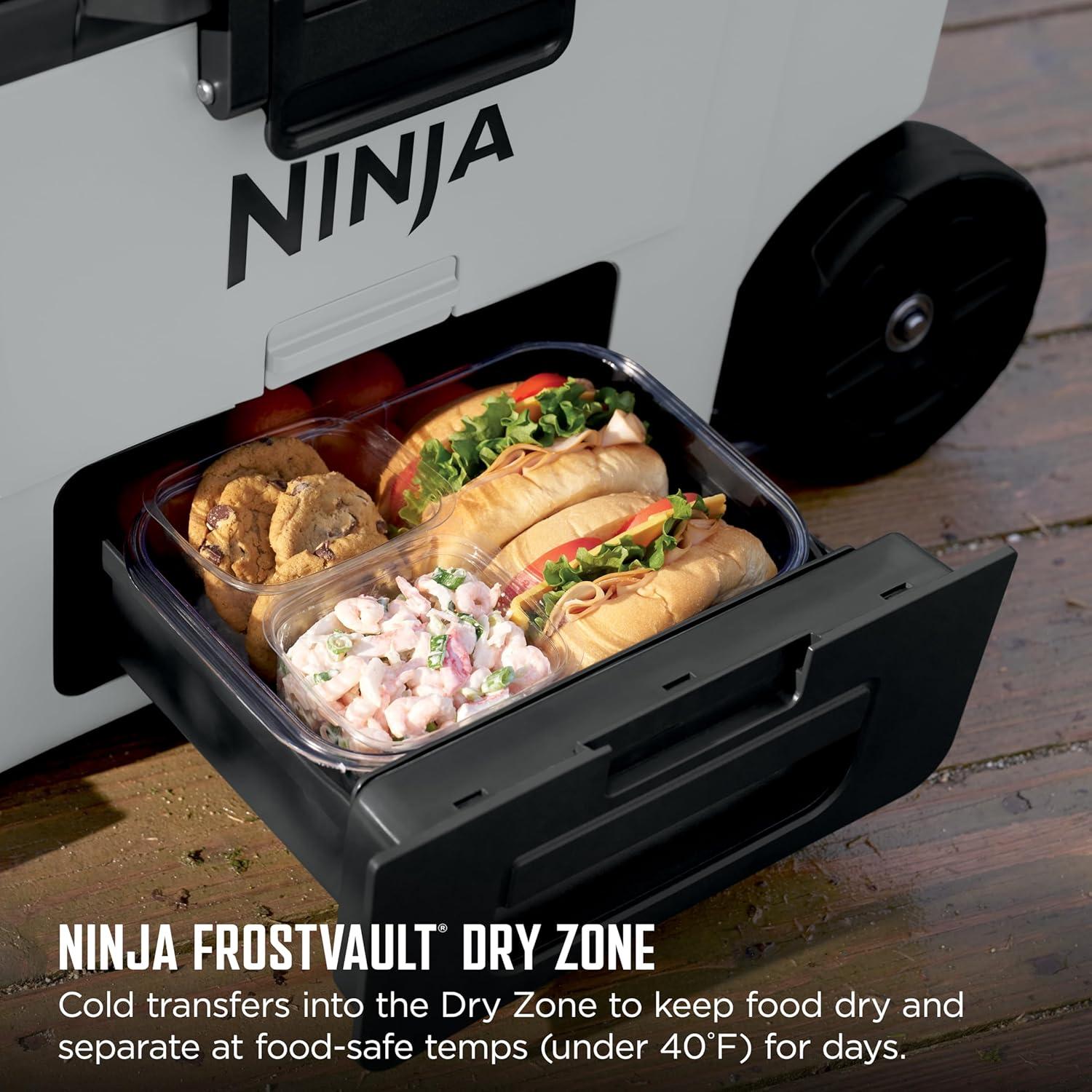 imageNinja Cooler FrostVault 45QT Cooler with Wheels Insulated with Temp Dry Storage Drawer Keeps Ice Cold for Days for The Beach Camping Picnics amp More Birch Beige FB245CSStrawberry Rhubarb