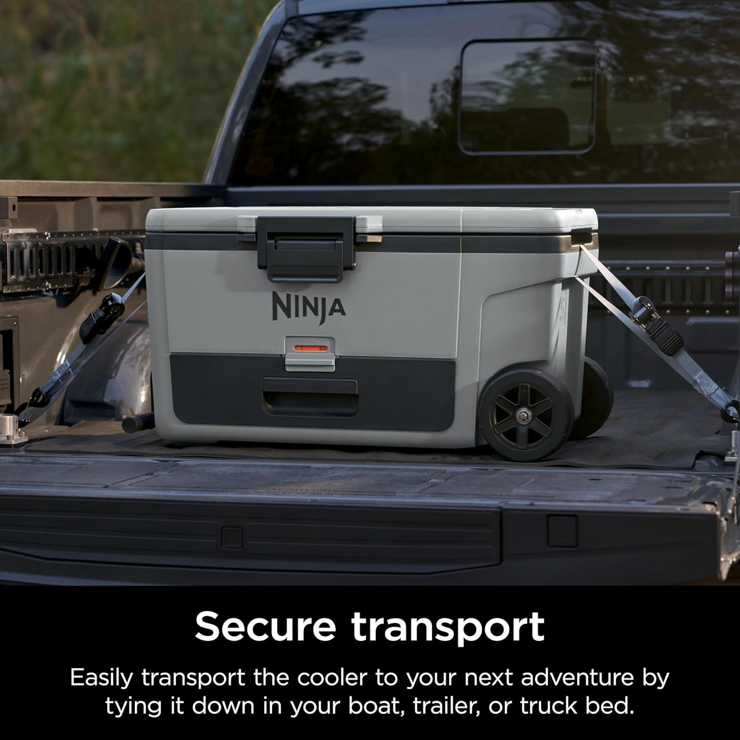 imageNinja Cooler FrostVault 45QT Cooler with Wheels Insulated with Temp Dry Storage Drawer Keeps Ice Cold for Days for The Beach Camping Picnics amp More Canyon Red FB245MRSlate Gray