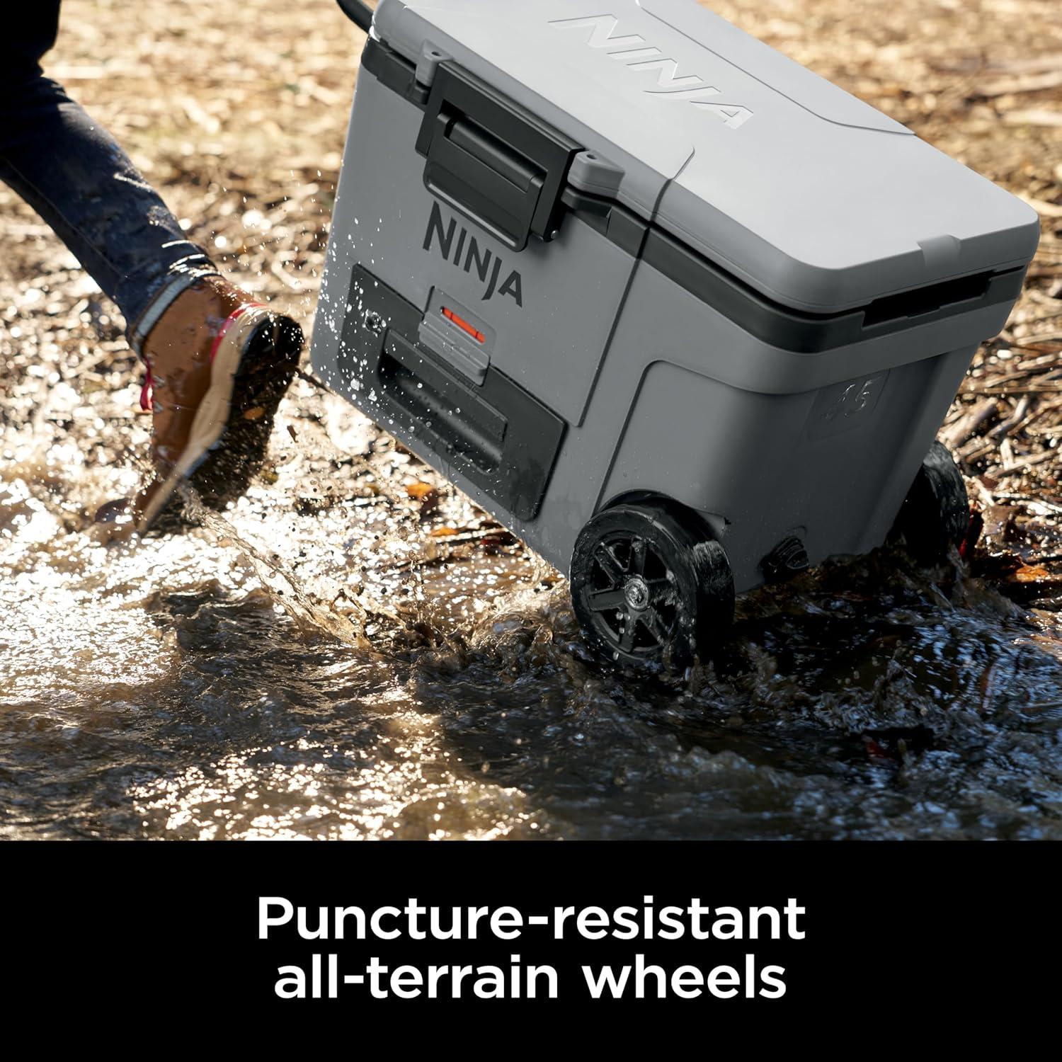 imageNinja Cooler FrostVault 45QT Cooler with Wheels Insulated with Temp Dry Storage Drawer Keeps Ice Cold for Days for The Beach Camping Picnics amp More Canyon Red FB245MRSlate Gray