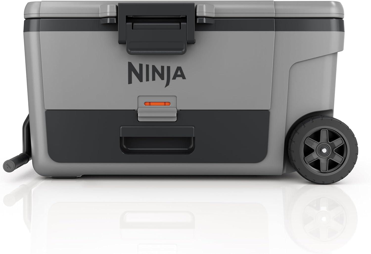 imageNinja Cooler FrostVault 45QT Cooler with Wheels Insulated with Temp Dry Storage Drawer Keeps Ice Cold for Days for The Beach Camping Picnics amp More Canyon Red FB245MRSlate Gray