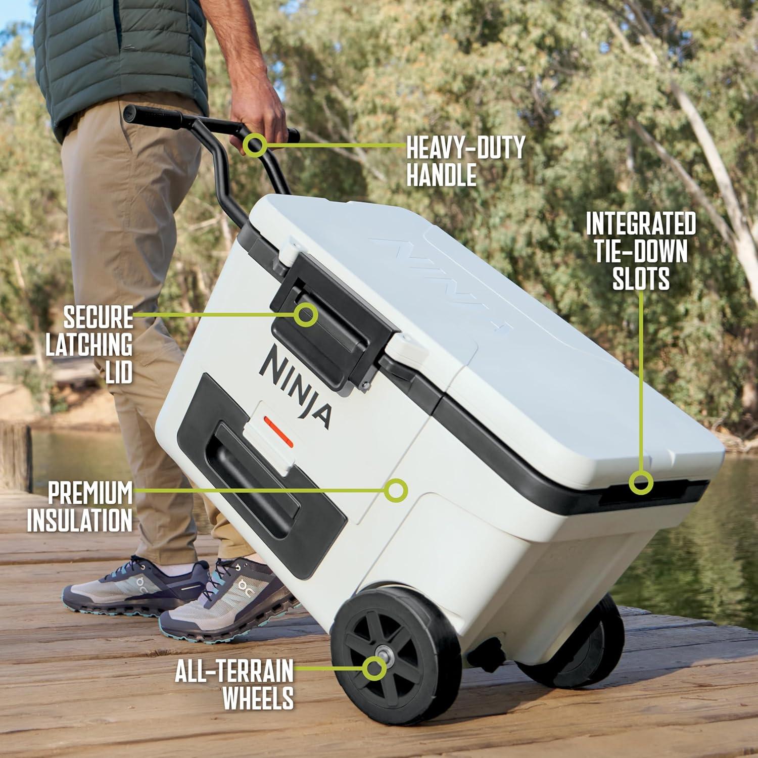 imageNinja Cooler FrostVault 45QT Cooler with Wheels Insulated with Temp Dry Storage Drawer Keeps Ice Cold for Days for The Beach Camping Picnics amp More Birch Beige FB245CSStrawberry Rhubarb