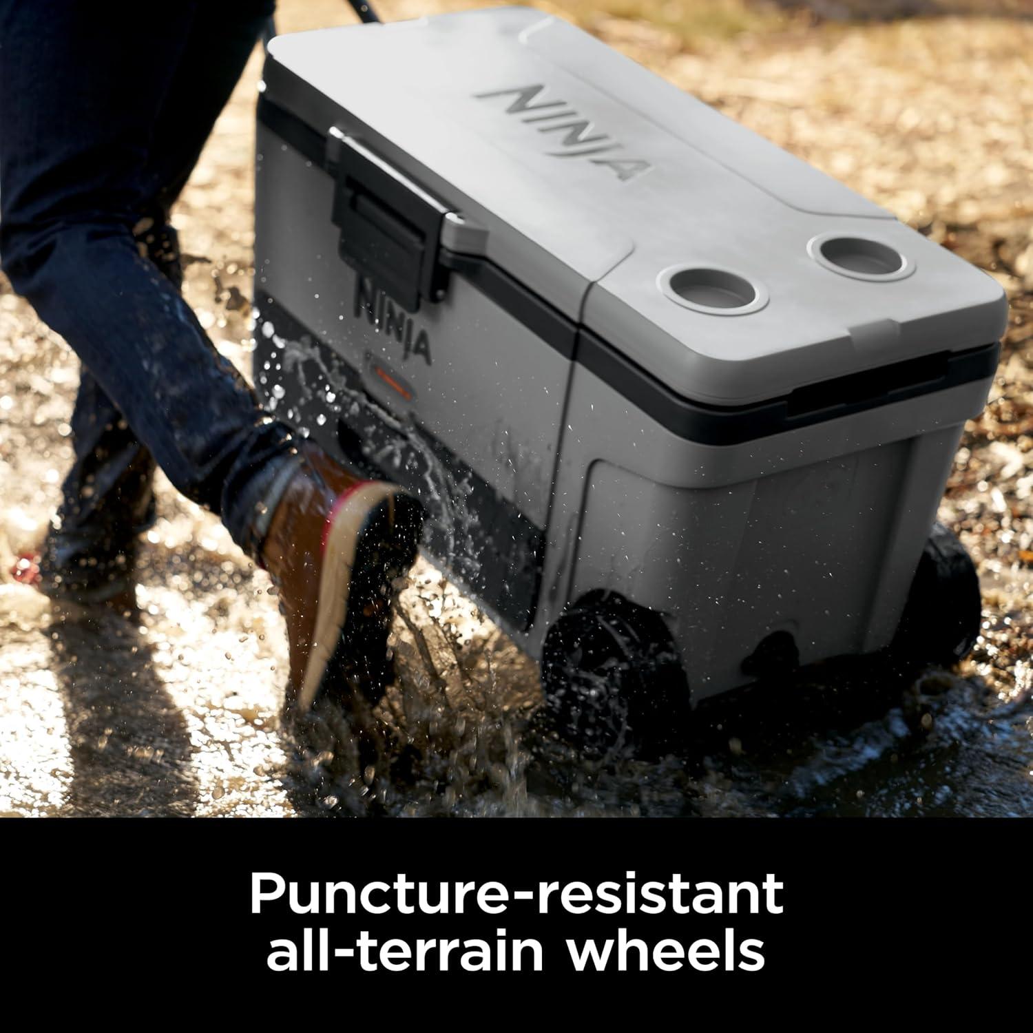 imageNinja Cooler FrostVault 45QT Cooler with Wheels Insulated with Temp Dry Storage Drawer Keeps Ice Cold for Days for The Beach Camping Picnics amp More Canyon Red FB245MRSlate Gray