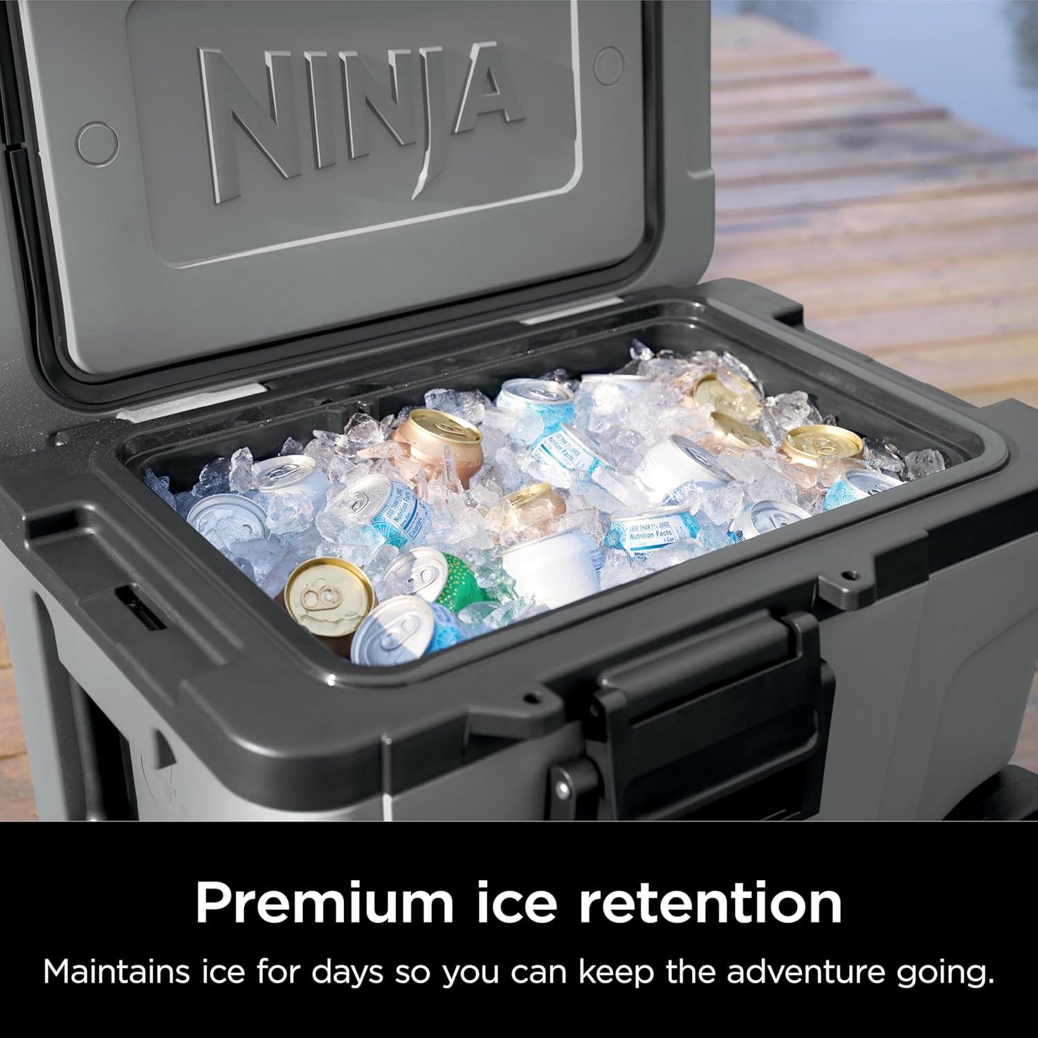 imageNinja Cooler FrostVault 45QT Cooler with Wheels Insulated with Temp Dry Storage Drawer Keeps Ice Cold for Days for The Beach Camping Picnics amp More Canyon Red FB245MRSlate Gray