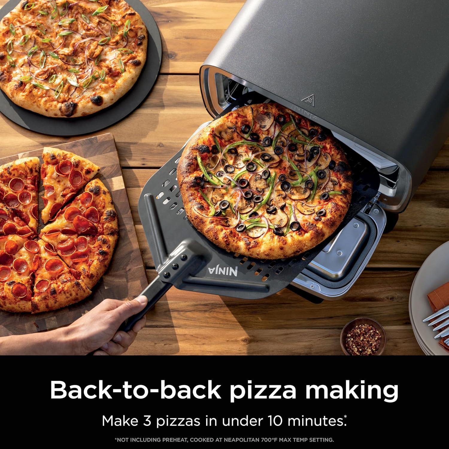 imageNinja Artisan Outdoor Pizza Oven 12inch 3minute Pizza Neapolitan Thin Crust New York Chicago Custom 700F Max Temperature Electric Heat Bake Broil Proof Warm MO201Pizza Oven