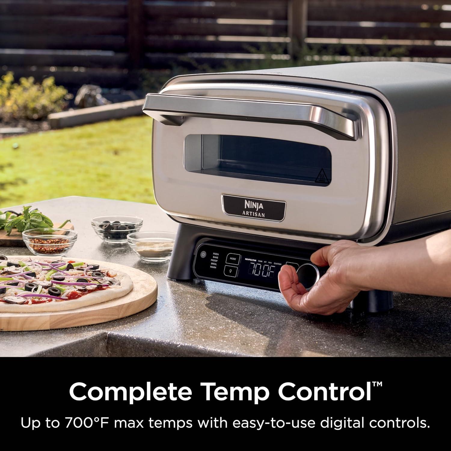 imageNinja Artisan Outdoor Pizza Oven 12inch 3minute Pizza Neapolitan Thin Crust New York Chicago Custom 700F Max Temperature Electric Heat Bake Broil Proof Warm MO201Pizza Oven