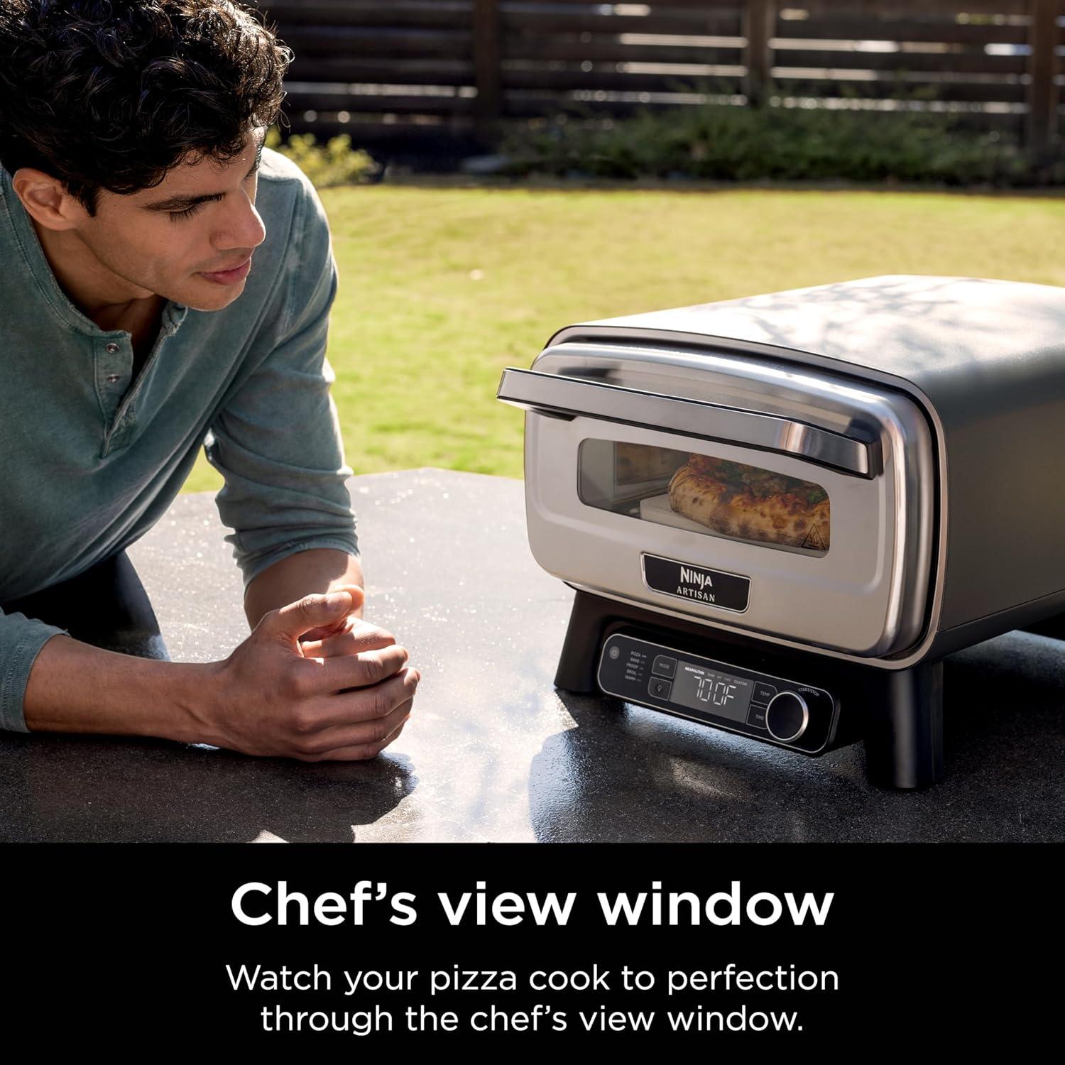 imageNinja Artisan Outdoor Pizza Oven 12inch 3minute Pizza Neapolitan Thin Crust New York Chicago Custom 700F Max Temperature Electric Heat Bake Broil Proof Warm MO201Pizza Oven