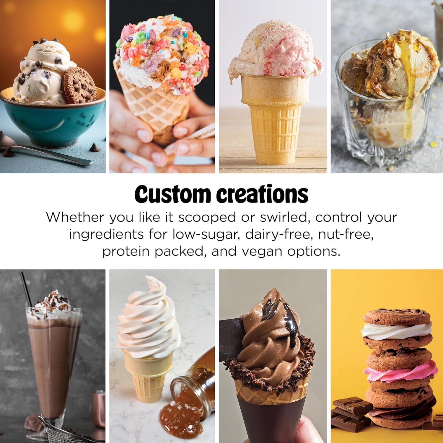 imageNinja CREAMi Scoop amp Swirl Ice Cream Maker Soft Serve Desserts Sorbet Milkshakes Frozen Yogurt and More 13in1 Programs Includes Handle and Two 16 oz 2in1 Pints NC701CREAMi Swirl