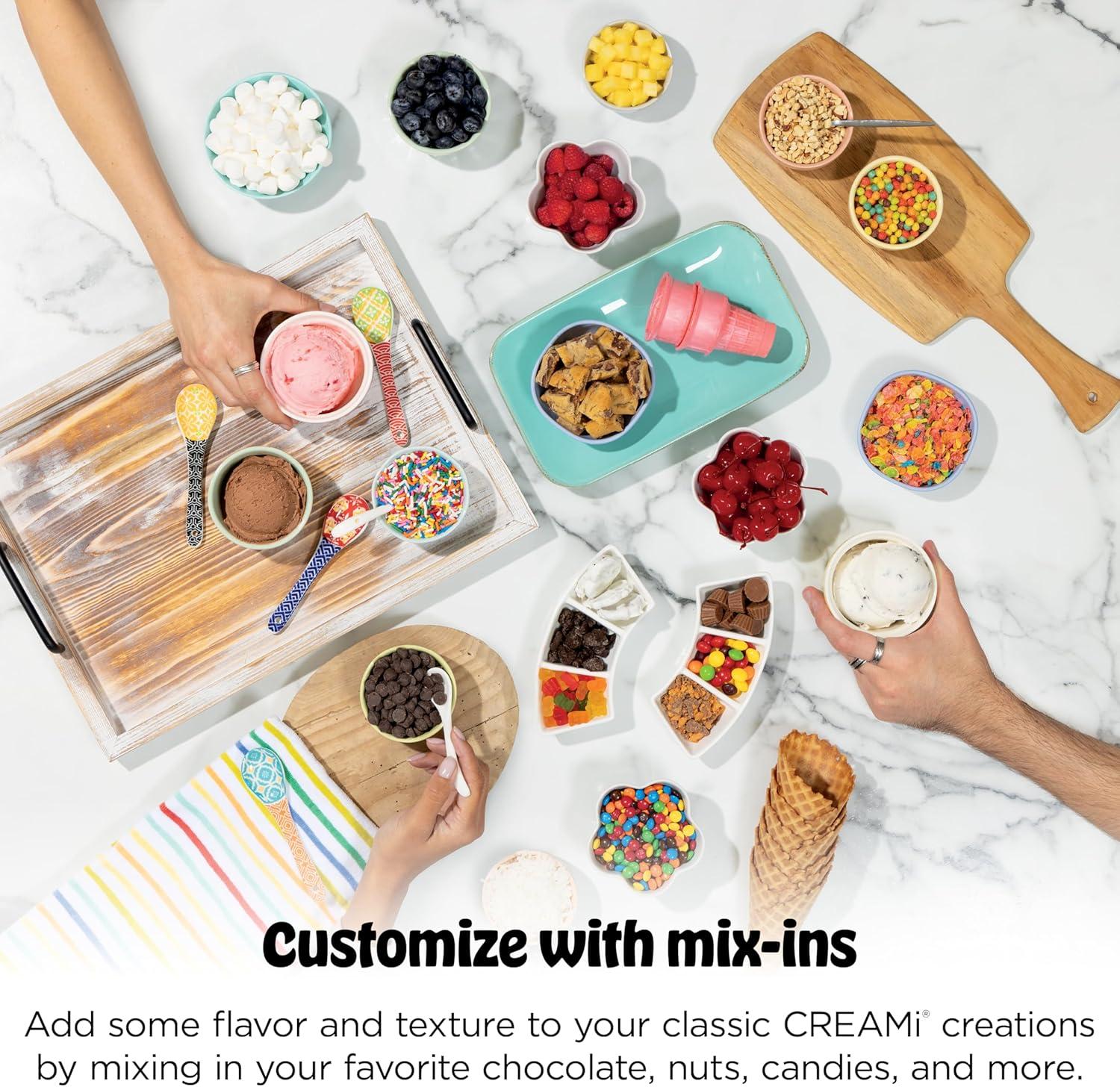 imageNinja CREAMi Scoop amp Swirl Ice Cream Maker Soft Serve Desserts Sorbet Milkshakes Frozen Yogurt and More 13in1 Programs Includes Handle and Two 16 oz 2in1 Pints NC701CREAMi Swirl
