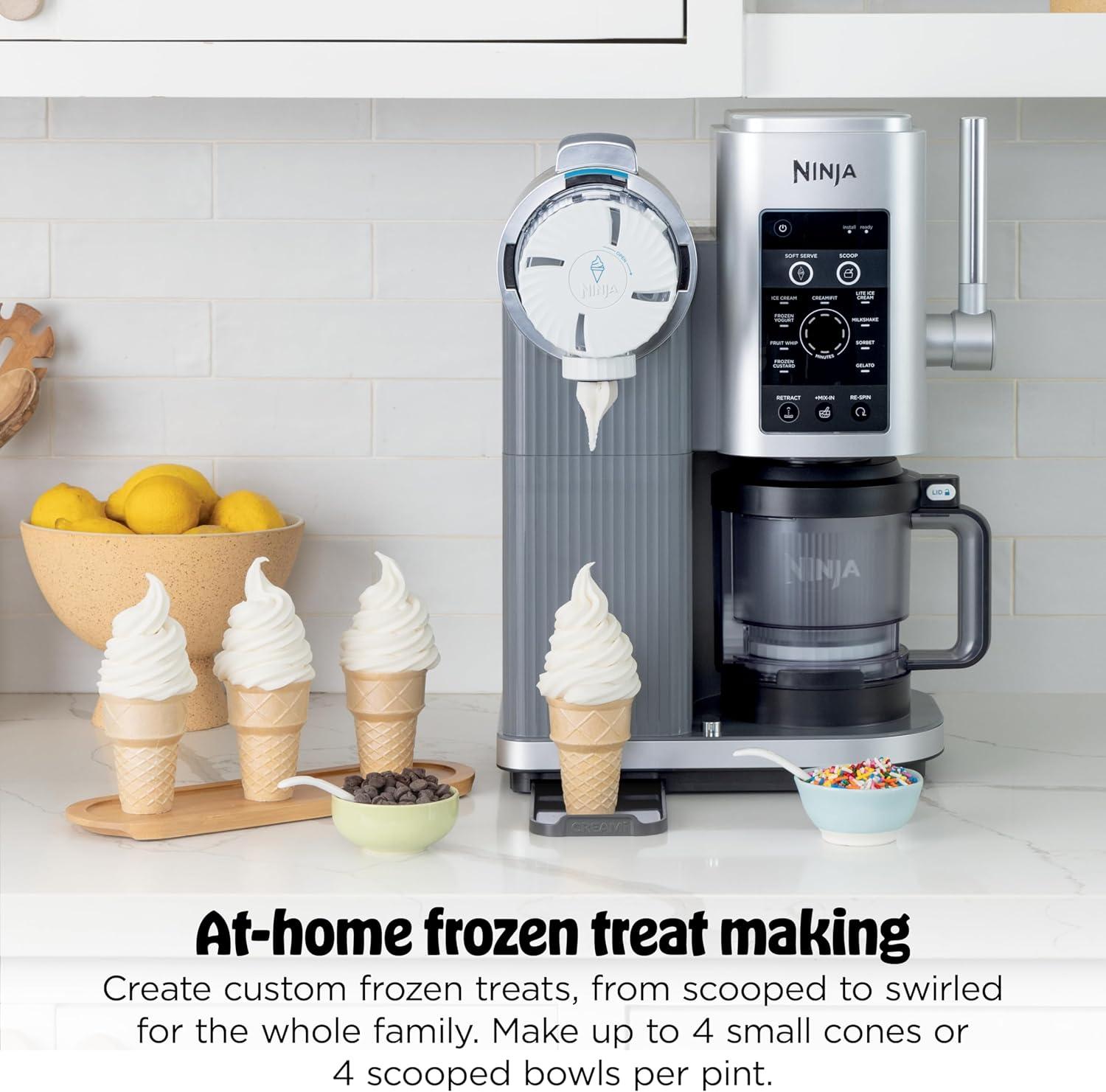 imageNinja CREAMi Scoop amp Swirl Ice Cream Maker Soft Serve Desserts Sorbet Milkshakes Frozen Yogurt and More 13in1 Programs Includes Handle and Two 16 oz 2in1 Pints NC701CREAMi Swirl