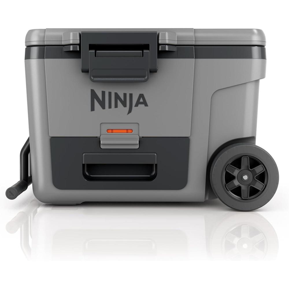 imageNinja Cooler FrostVault 45QT Cooler with Wheels Insulated with Temp Dry Storage Drawer Keeps Ice Cold for Days for The Beach Camping Picnics amp More Canyon Red FB245MRSlate Gray