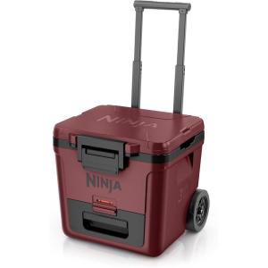 Ninja | Cooler | FrostVault 45QT Cooler with Wheels | Insulated with Temp Dry Storage Drawer | Keeps Ice Cold for Days | for The Beach, Camping, Picnics & More | Canyon Red | FB245MR(Merlot)