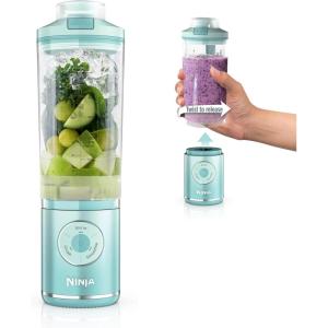 Ninja Blast Max, Portable & Personal Blender + Twist & Go, Smoothie, Blend, Ice Crush, 3 Programs, Cordless, 22 oz removable Vessel, Dishwasher Safe, Leakproof, Grey, BC251GY(Sea Glass)