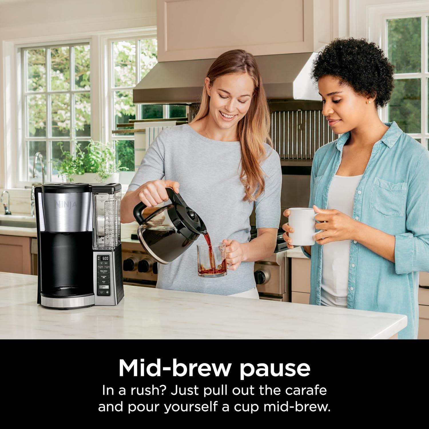 imageNinja 12Cup Programmable Coffee Brewer 2 Brew Styles Adjustable Warm Plate 60oz Water Reservoir Delay Brew BlackStainless Steel