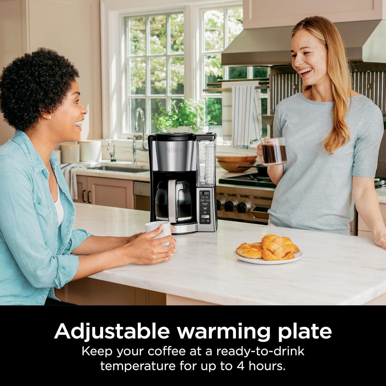 imageNinja 12Cup Programmable Coffee Brewer 2 Brew Styles Adjustable Warm Plate 60oz Water Reservoir Delay Brew BlackStainless Steel
