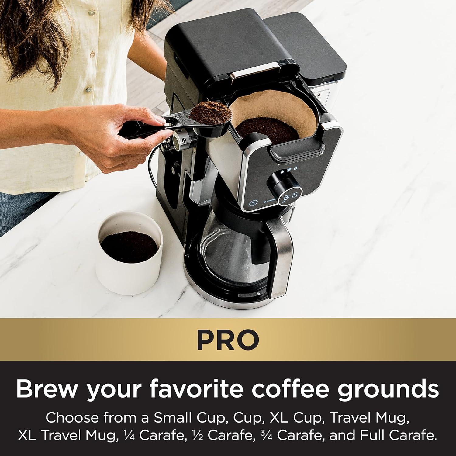 imageNinja Hot and Iced Coffee Maker Single Serve Coffee Maker and Drip Coffee Machine DualBrew Pro Specialty 12Cup with KCup Combo Includes Permanent Filter CFP307Frother Paper Filter