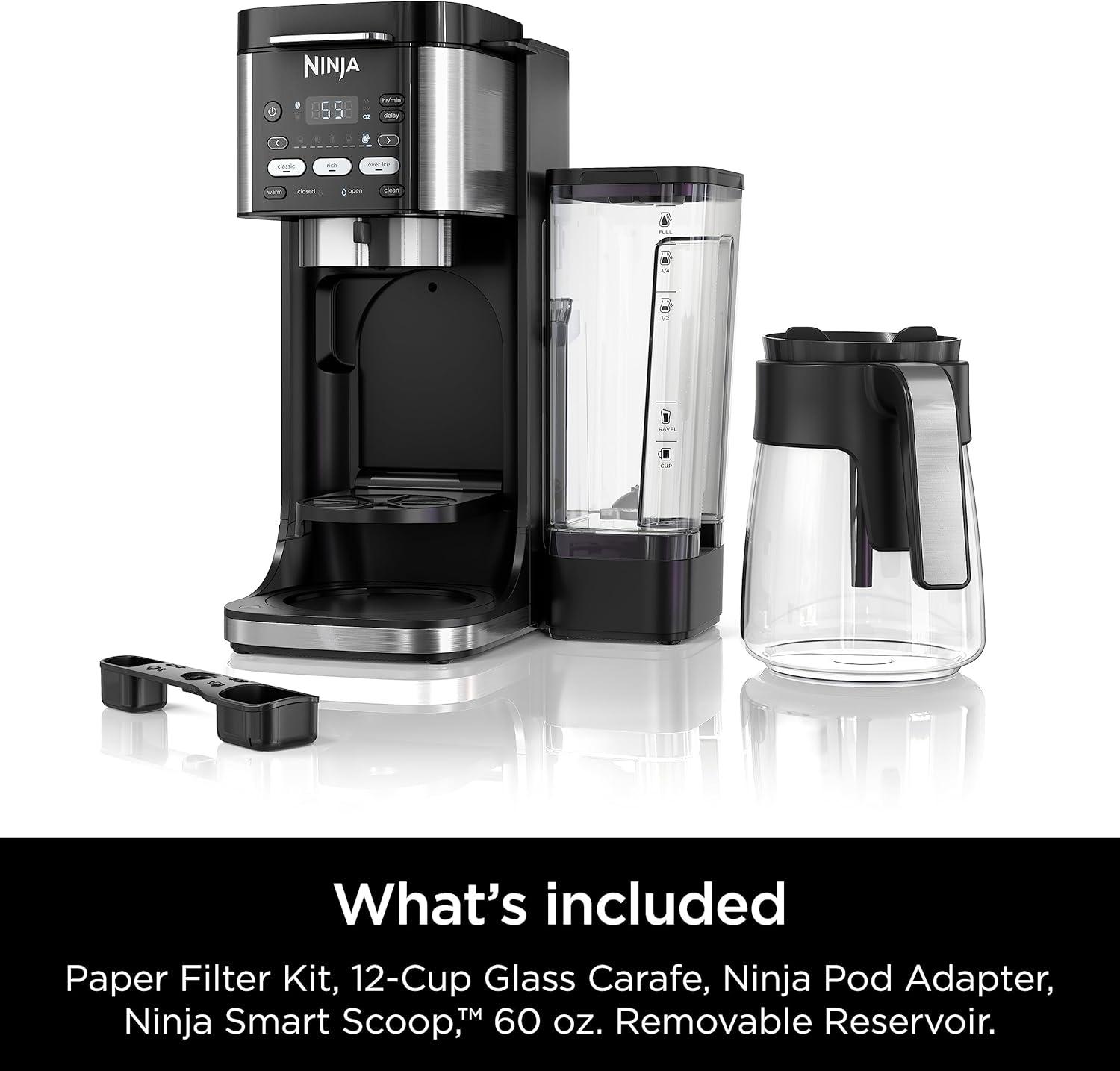 imageNinja Hot and Iced Coffee Maker Single Serve Coffee Maker and Drip Coffee Machine DualBrew Pro Specialty 12Cup with KCup Combo Includes Permanent Filter CFP307Paper Filter