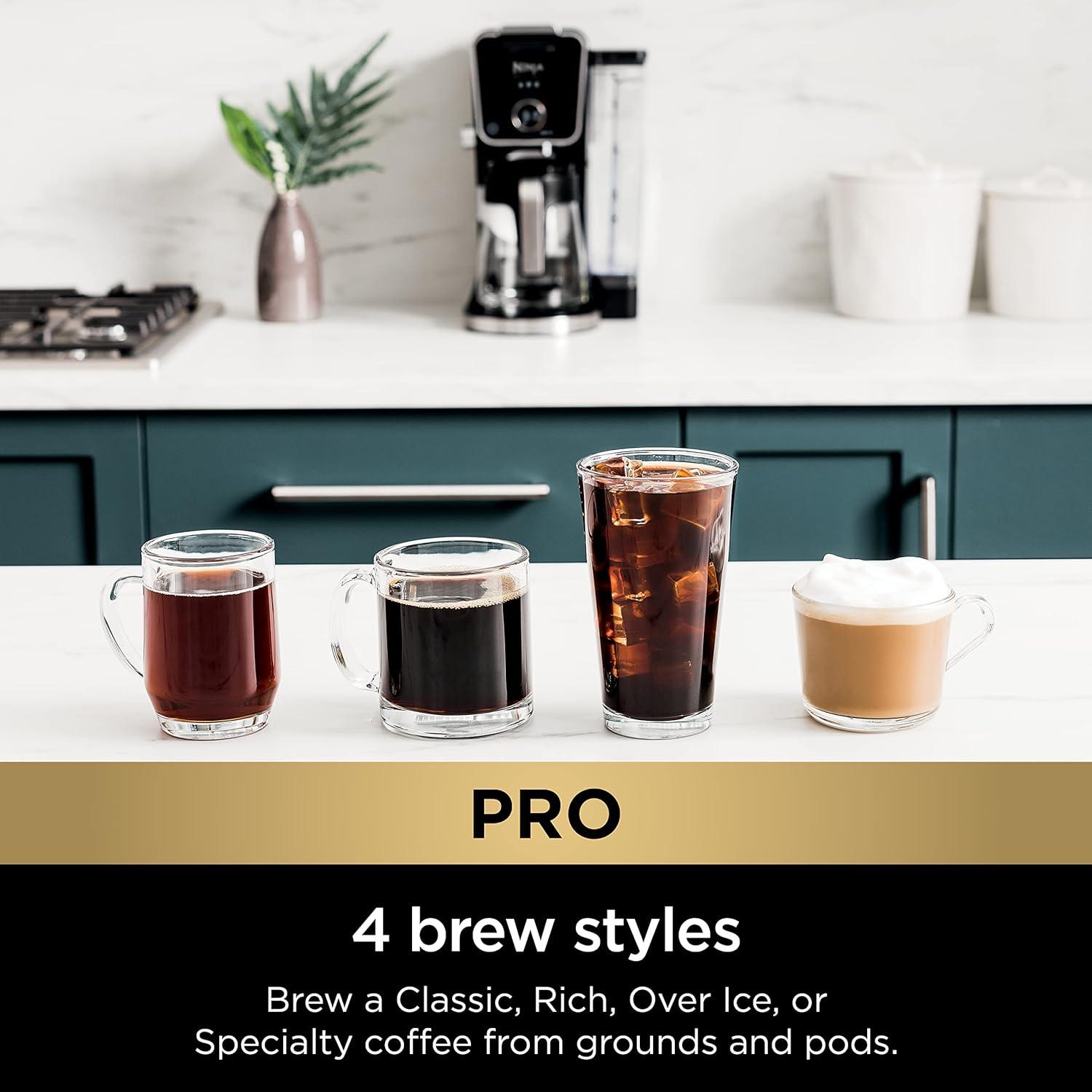 imageNinja Hot and Iced Coffee Maker Single Serve Coffee Maker and Drip Coffee Machine DualBrew Pro Specialty 12Cup with KCup Combo Includes Permanent Filter CFP307Frother Permanent Filter