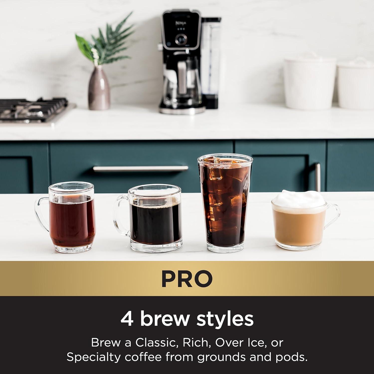 imageNinja Hot and Iced Coffee Maker Single Serve Coffee Maker and Drip Coffee Machine DualBrew Pro Specialty 12Cup with KCup Combo Includes Permanent Filter CFP307Frother Paper Filter