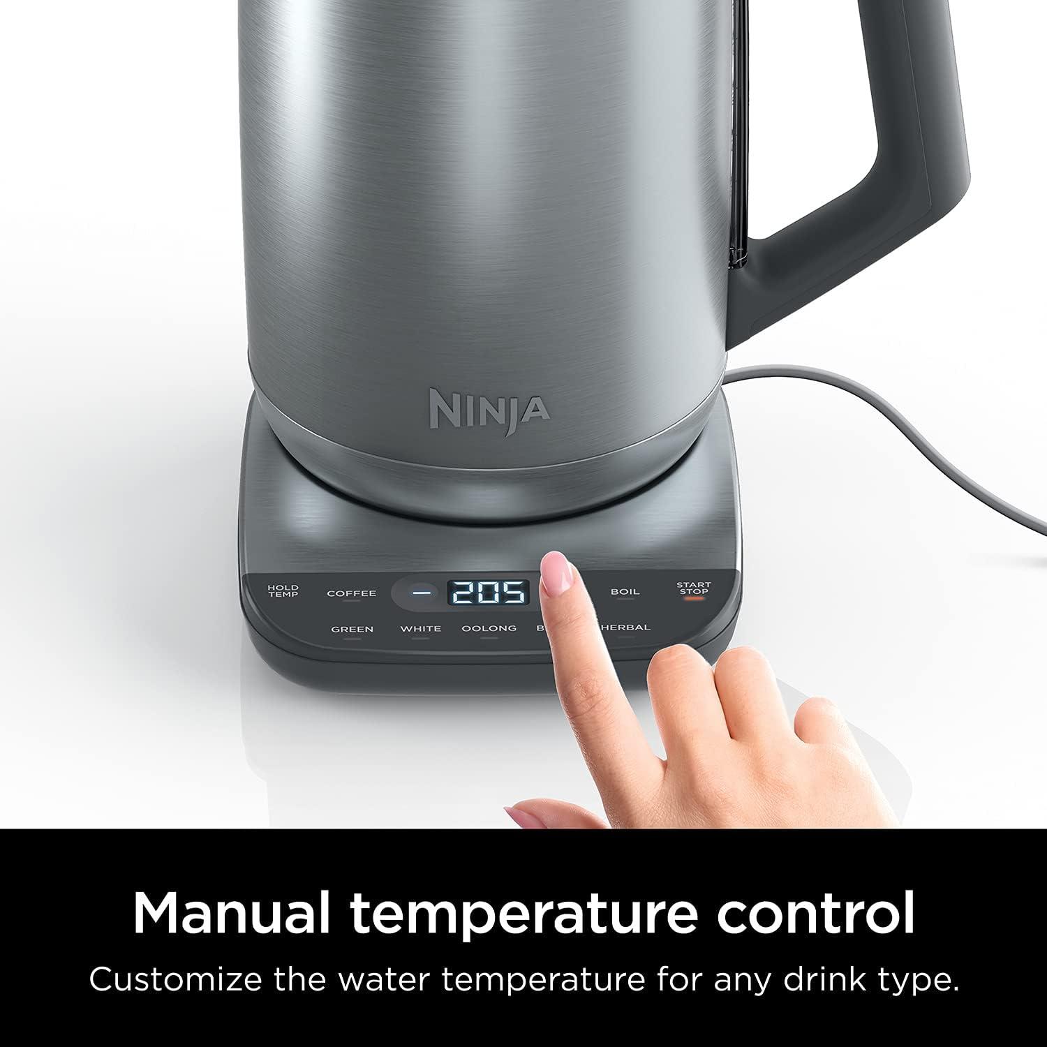 imageNinja KT200 Precision Temperature Electric Kettle 1500 watts BPA Free Stainless 7Cup Capacity Hold Temp Setting SilverStainless Steel