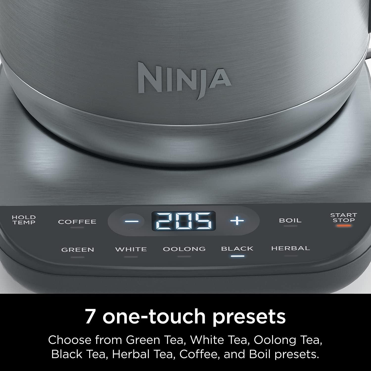 imageNinja KT200 Precision Temperature Electric Kettle 1500 watts BPA Free Stainless 7Cup Capacity Hold Temp Setting SilverStainless Steel