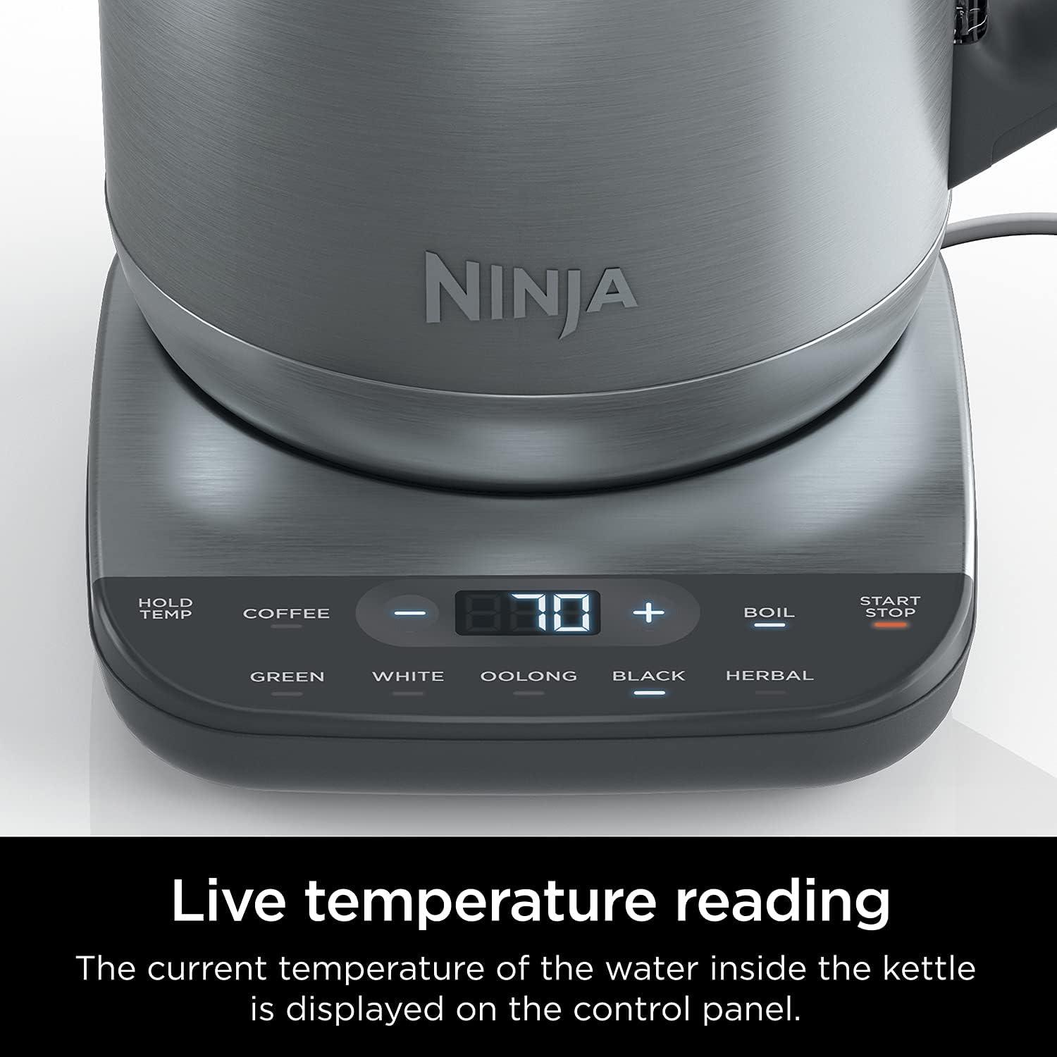 imageNinja KT200 Precision Temperature Electric Kettle 1500 watts BPA Free Stainless 7Cup Capacity Hold Temp Setting SilverStainless Steel