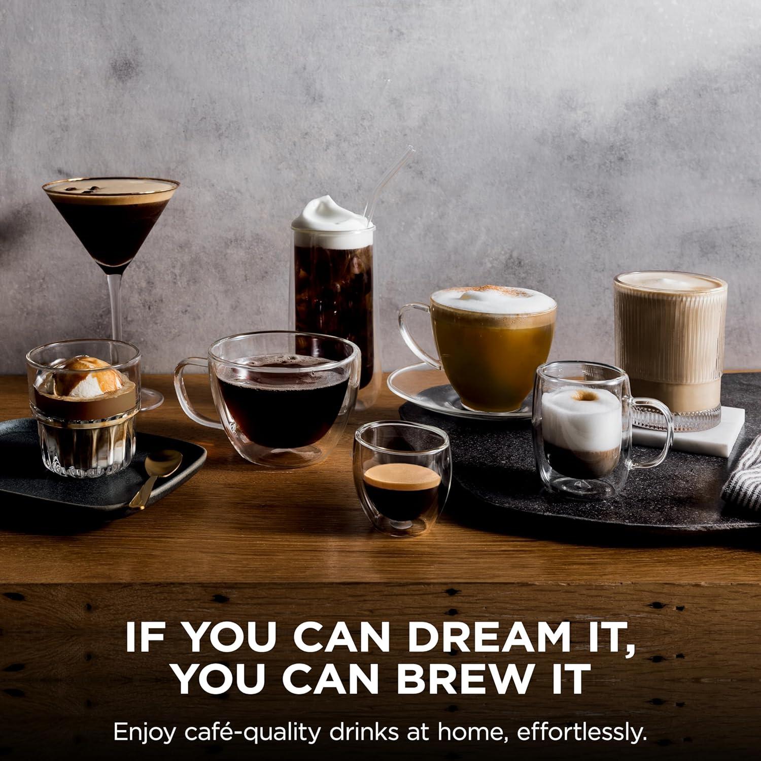 imageNinja Luxe Cafe Premier Series Espresso Machine Drip Coffee Rapid Cold Brew Integrated Grinder HandsFree Frother with Knock Box Water Filter Cleaning Tablets Descaler ES601GMStainless Steel