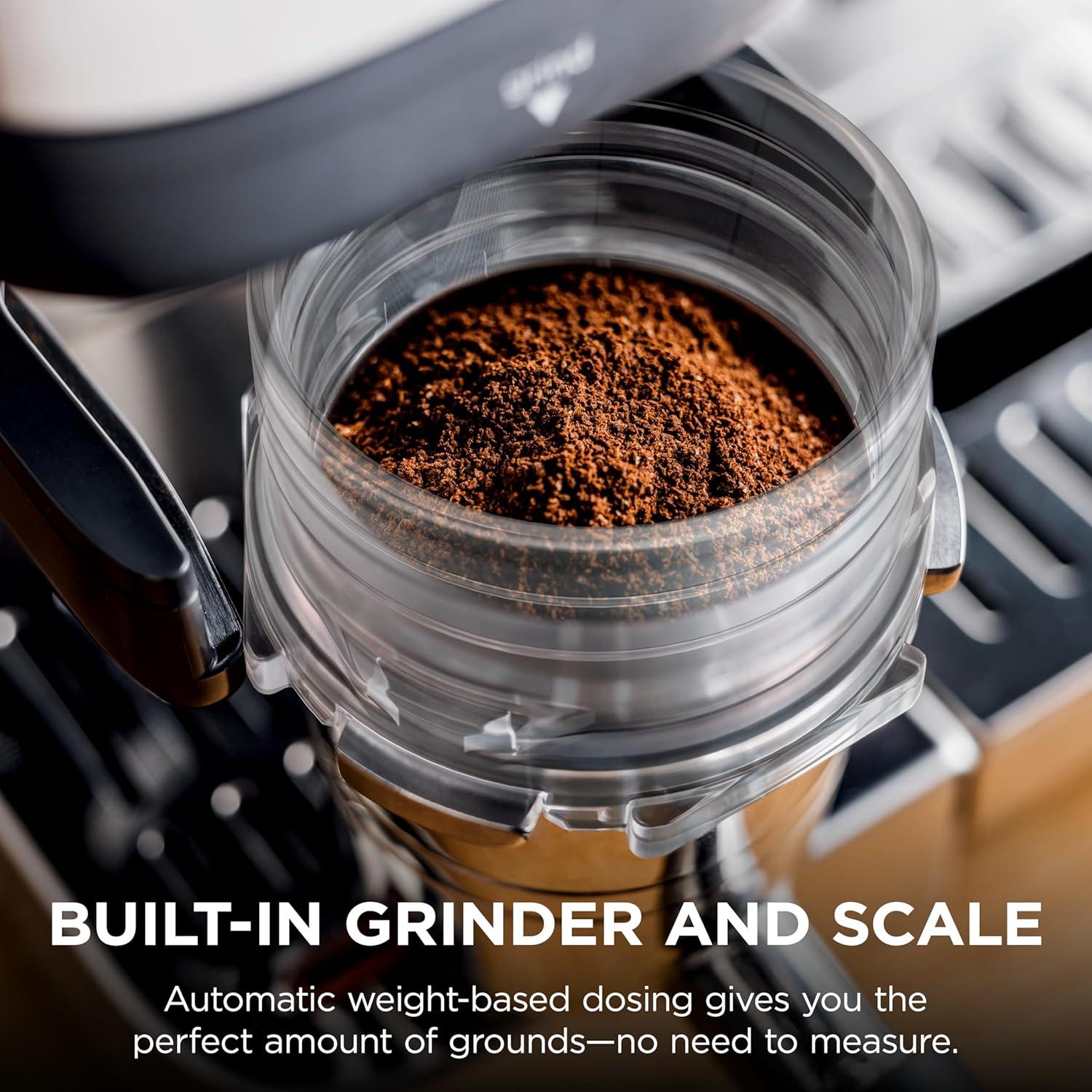 imageNinja Luxe Cafe Premier Series Espresso Machine Drip Coffee Rapid Cold Brew Integrated Grinder HandsFree Frother with Knock Box Water Filter Cleaning Tablets Descaler ES601GMStainless Steel