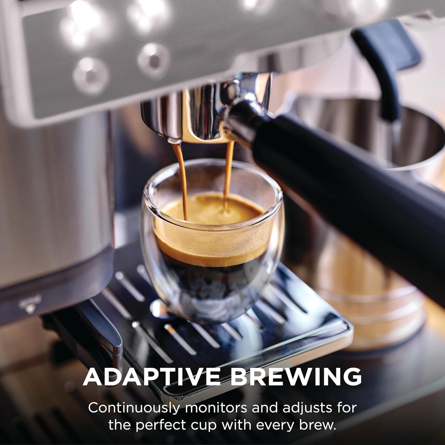 imageNinja Luxe Cafe Premier Series Espresso Machine Drip Coffee Rapid Cold Brew Integrated Grinder HandsFree Frother with Knock Box Water Filter Cleaning Tablets Descaler ES601GMGunmetal