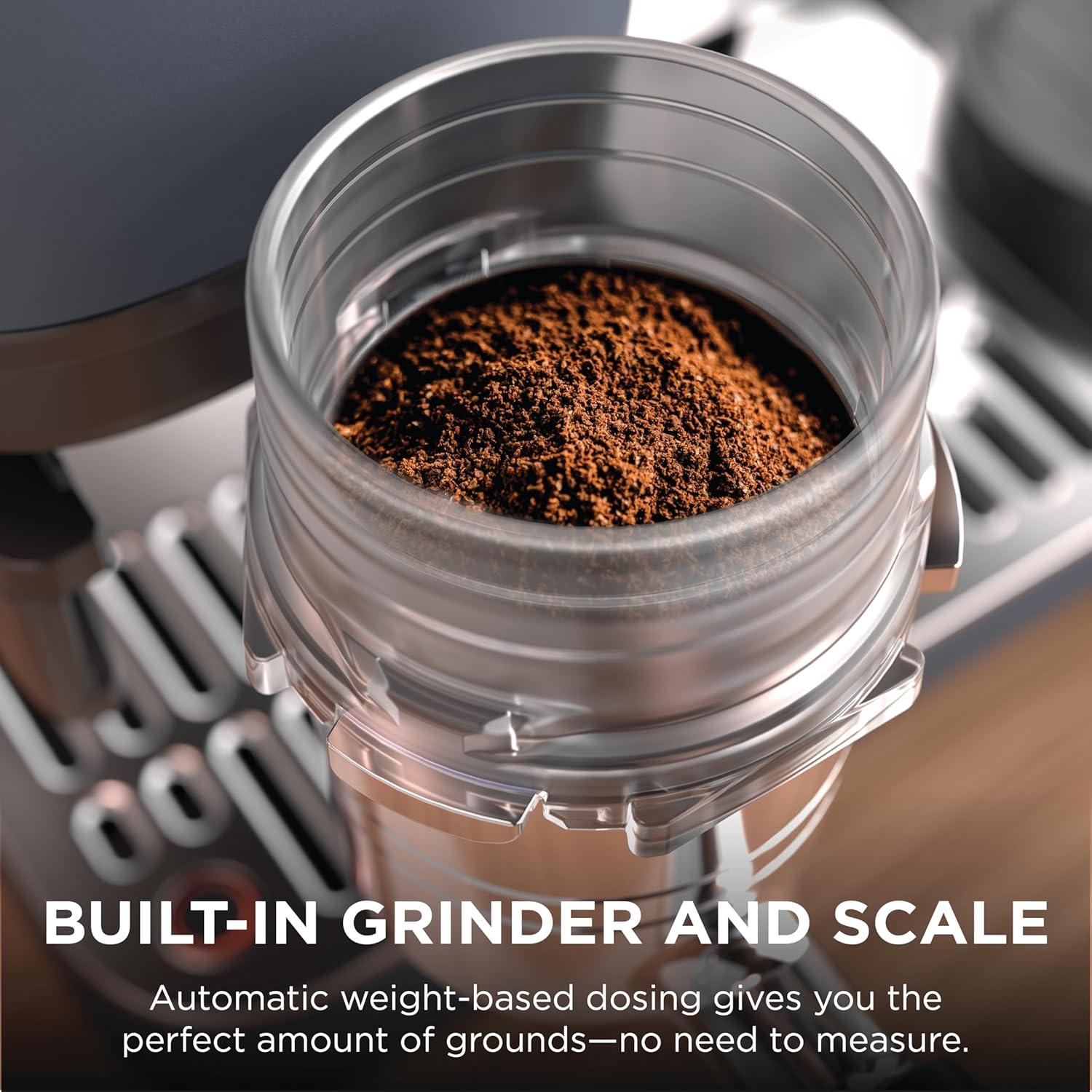 imageNinja Luxe Cafe Premier Series Espresso Machine Drip Coffee Rapid Cold Brew Integrated Grinder HandsFree Frother with Knock Box Water Filter Cleaning Tablets Descaler ES601GMCyberspace