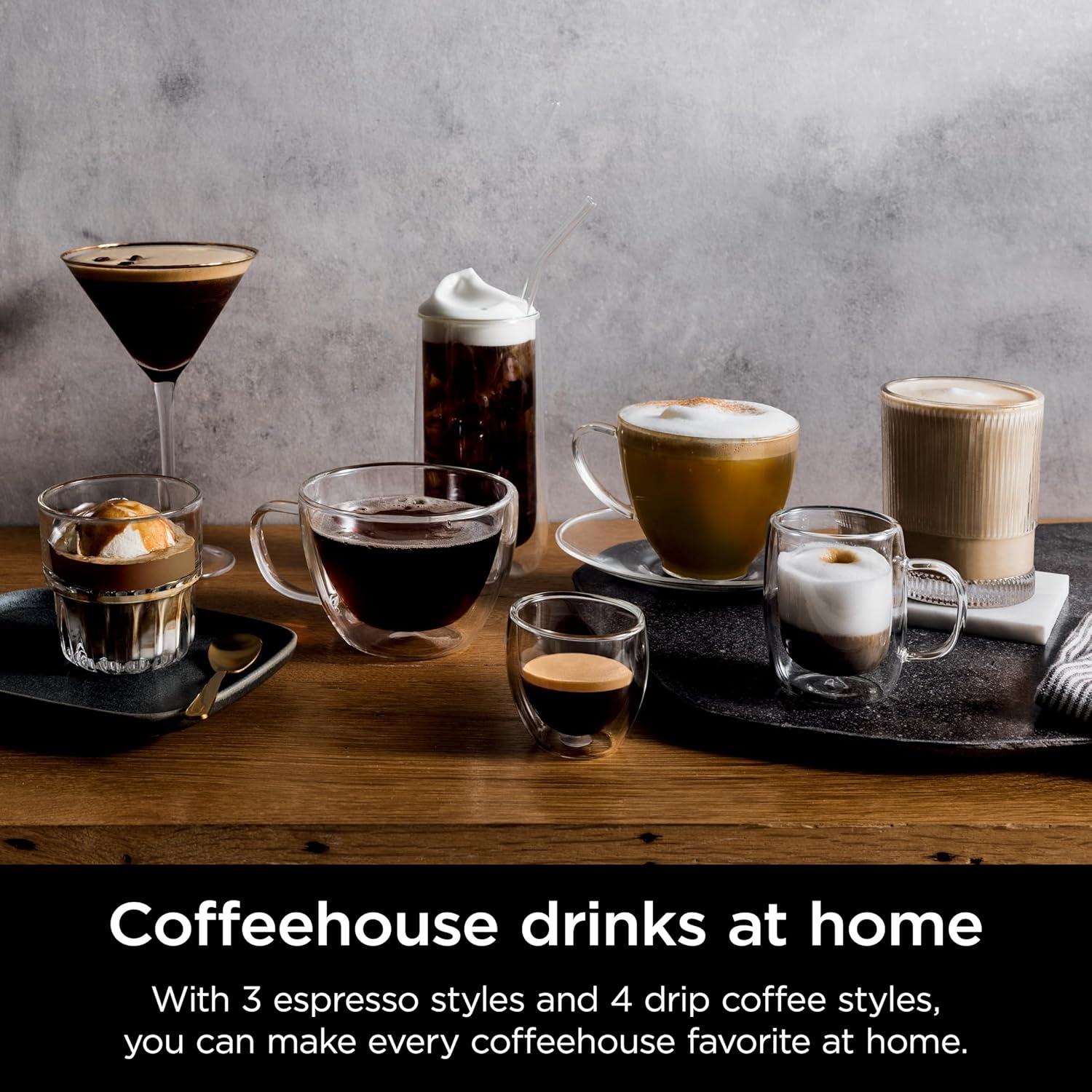 imageNinja Luxe Cafe Premier Series Espresso Machine Drip Coffee Rapid Cold Brew Integrated Grinder HandsFree Frother with Knock Box Water Filter Cleaning Tablets Descaler ES601AMZ