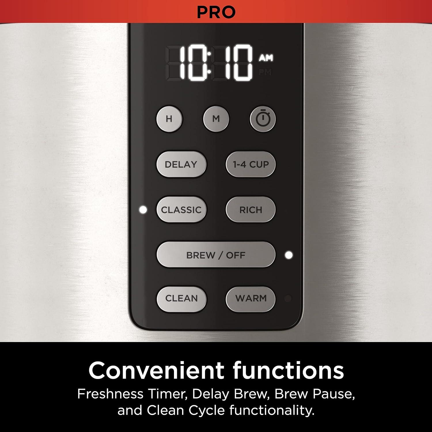 imageNinja Programmable XL 14Cup Coffee Maker PRO with Permanent Filter 2 Brew Styles Classic amp Rich Delay Brew Freshness Timer amp Keep Warm Dishwasher Safe Copper DCM201CPStainless Steel