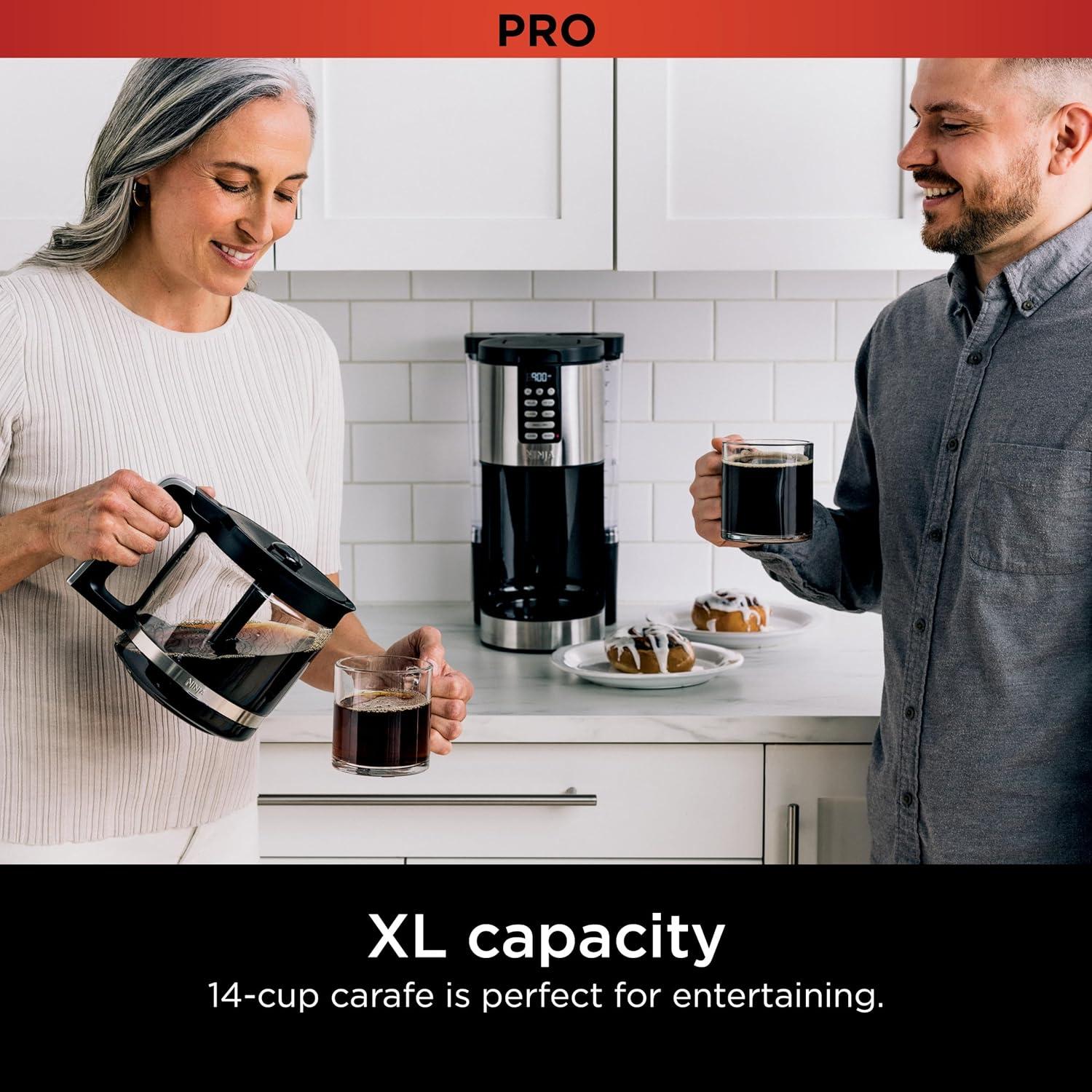 imageNinja Programmable XL 14Cup Coffee Maker PRO with Permanent Filter 2 Brew Styles Classic amp Rich Delay Brew Freshness Timer amp Keep Warm Dishwasher Safe Copper DCM201CPStainless Steel
