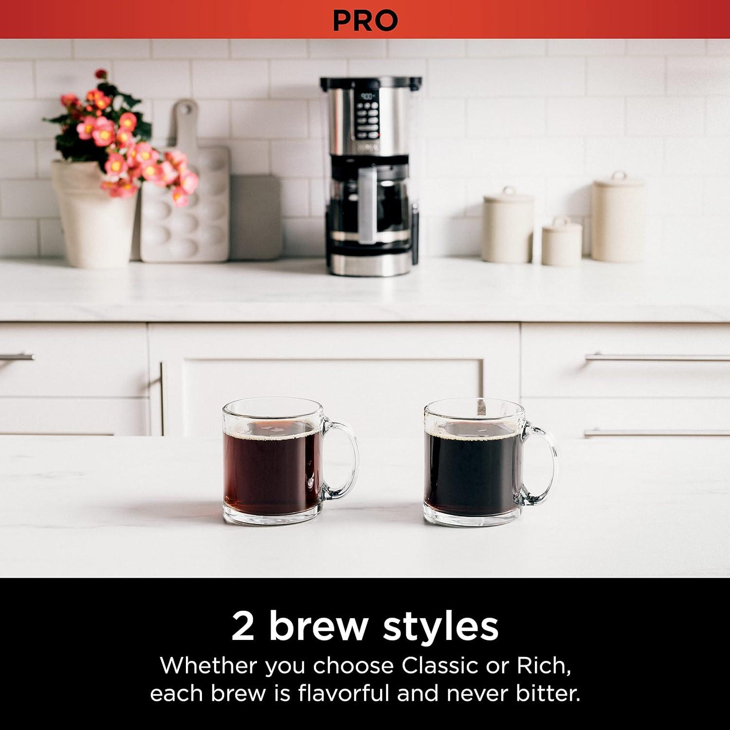 imageNinja Programmable XL 14Cup Coffee Maker PRO with Permanent Filter 2 Brew Styles Classic amp Rich Delay Brew Freshness Timer amp Keep Warm Dishwasher Safe Copper DCM201CPStainless Steel