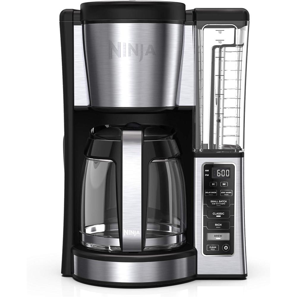 imageNinja 12Cup Programmable Coffee Brewer 2 Brew Styles Adjustable Warm Plate 60oz Water Reservoir Delay Brew BlackStainless Steel