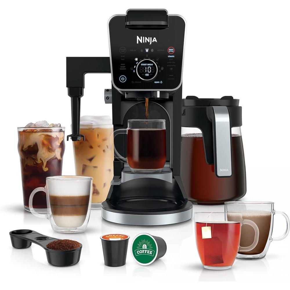 imageNinja Hot and Iced Coffee Maker Single Serve Coffee Maker and Drip Coffee Machine DualBrew Pro Specialty 12Cup with KCup Combo Includes Permanent Filter CFP307Frother Paper Filter