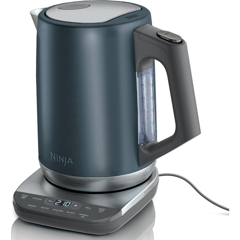imageNinja KT200 Precision Temperature Electric Kettle 1500 watts BPA Free Stainless 7Cup Capacity Hold Temp Setting SilverBlue Stainless
