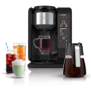 Ninja Hot and Cold Brewed System, Auto-iQ Tea and Coffee Maker with 6 Brew Sizes, 50 fluid ounces, 5 Brew Styles, Frother, Coffee & Tea Baskets with Glass Carafe (CP301),Black(Glass Carafe)