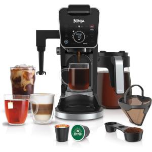 Ninja Hot and Iced Coffee Maker, Single Serve Coffee Maker and Drip Coffee Machine, DualBrew Pro Specialty 12-Cup with K-Cup Combo, Includes Permanent Filter, CFP307(Frother + Permanent Filter)