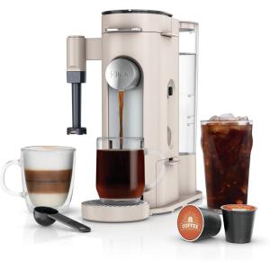 Ninja Pod & Grounds | Coffee Maker | XL Single-Serve | K-Cup Pod Compatible | Brews Grounds | Compact Design | Built-In Milk Frother | 68-oz. Reservoir, 6-oz. Cup to 24-oz. Mug Sizes | Stone |PB055AST(Stone)