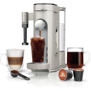 Ninja Pod & Grounds Specialty Single-Serve Coffee Maker, K-Cup Pod Compatible, Brews Grounds, Compact Design, Built-In Milk Frother, 56-oz. Reservoir, 6-oz. Cup to 24-oz. Mug Sizes, Stone, PB051ST(Stone)