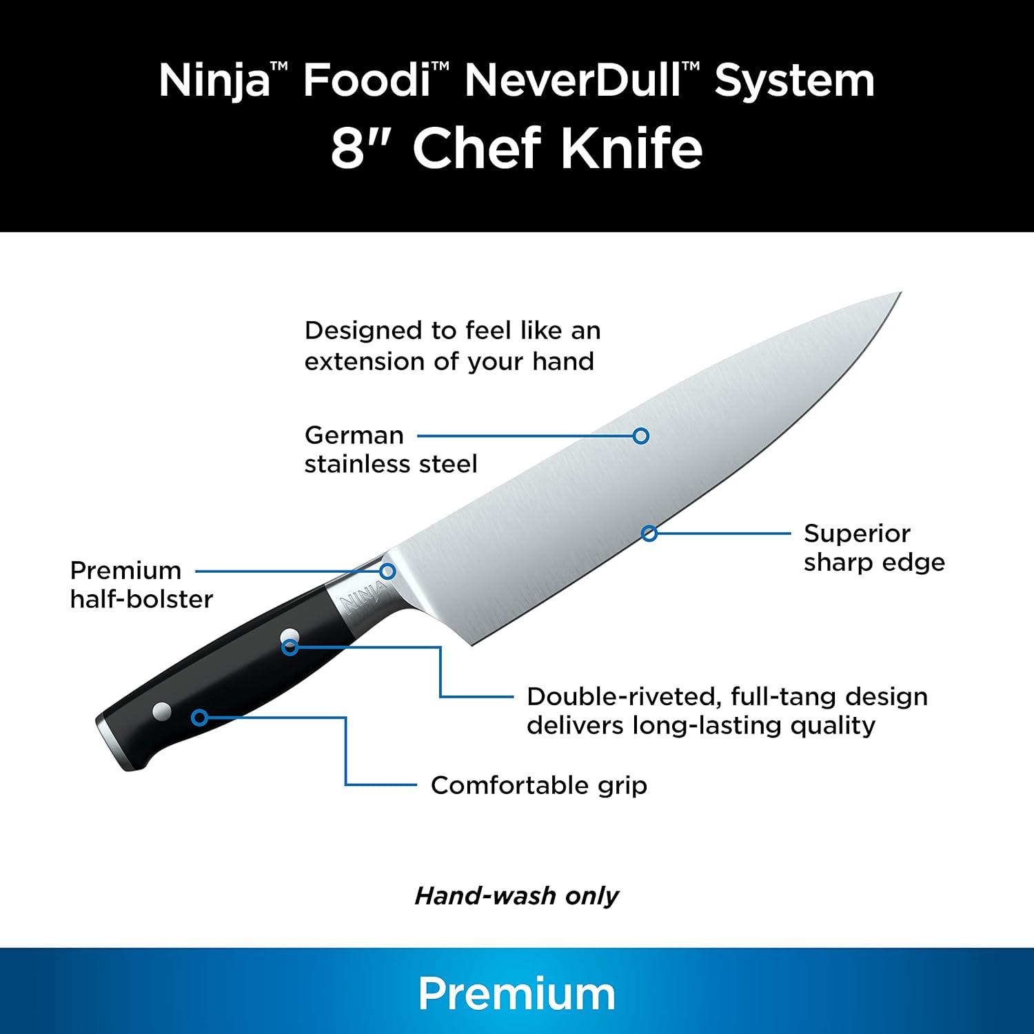 imageNinja K32004 Foodi NeverDull System 4Piece Steak Knife Set Premium German Stainless Steel Black8 Chef Knife