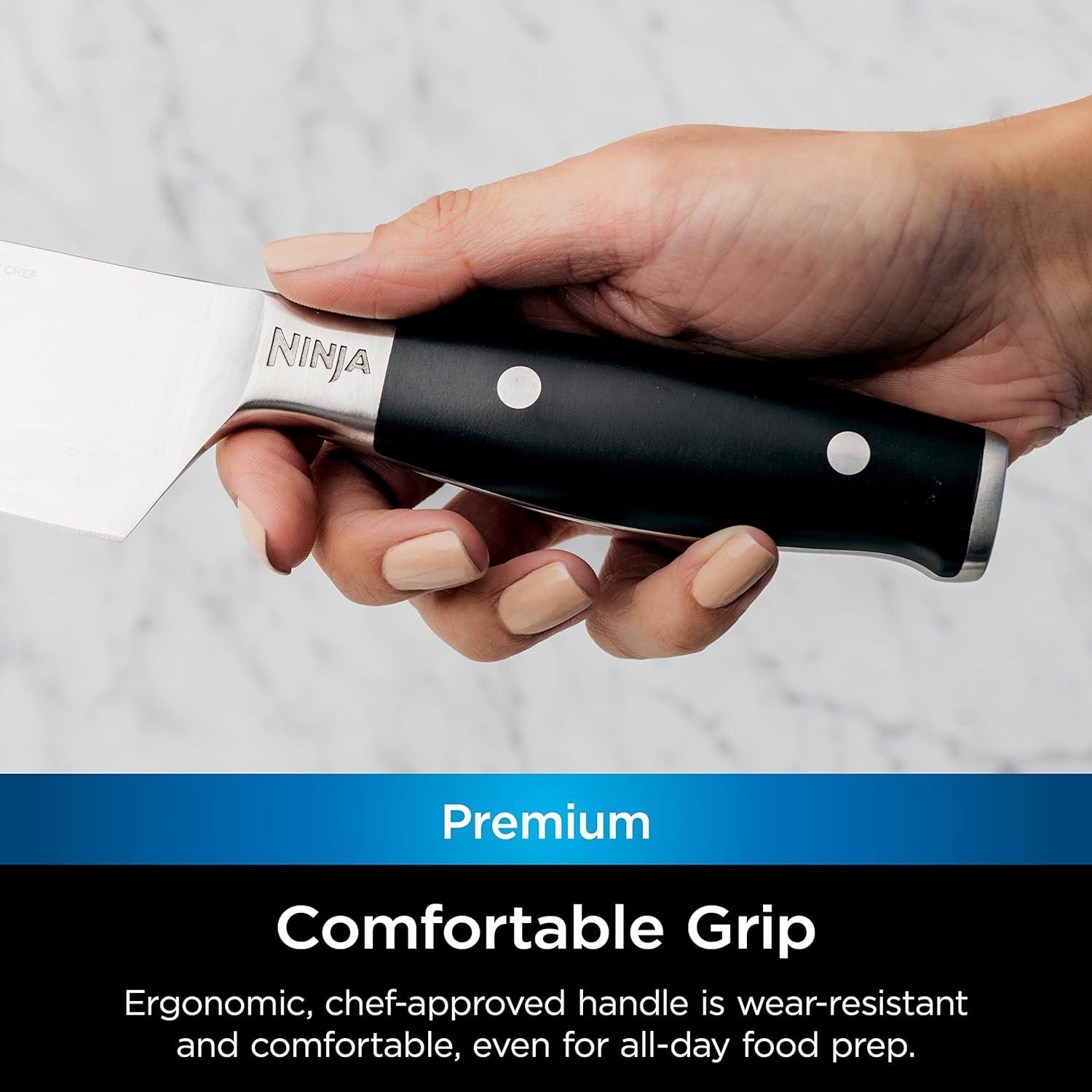 imageNinja K32004 Foodi NeverDull System 4Piece Steak Knife Set Premium German Stainless Steel BlackChef Knife Utility Knife Paring Knife Set