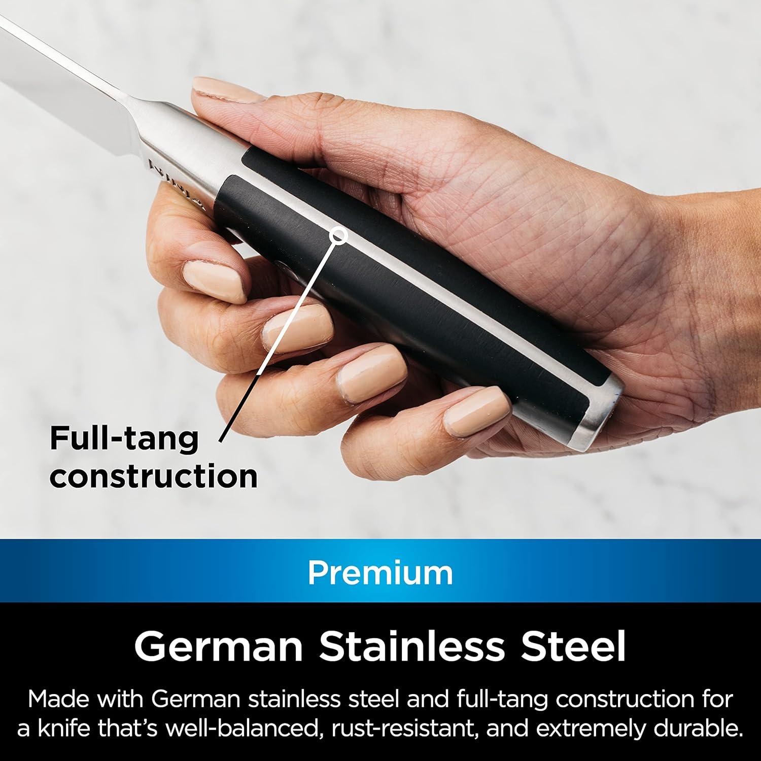 imageNinja K32004 Foodi NeverDull System 4Piece Steak Knife Set Premium German Stainless Steel BlackSharpener Chef Knife