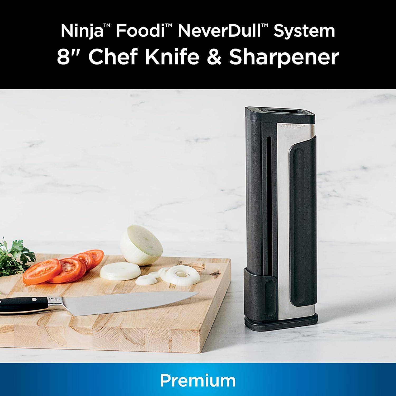 imageNinja K32004 Foodi NeverDull System 4Piece Steak Knife Set Premium German Stainless Steel BlackSharpener Chef Knife