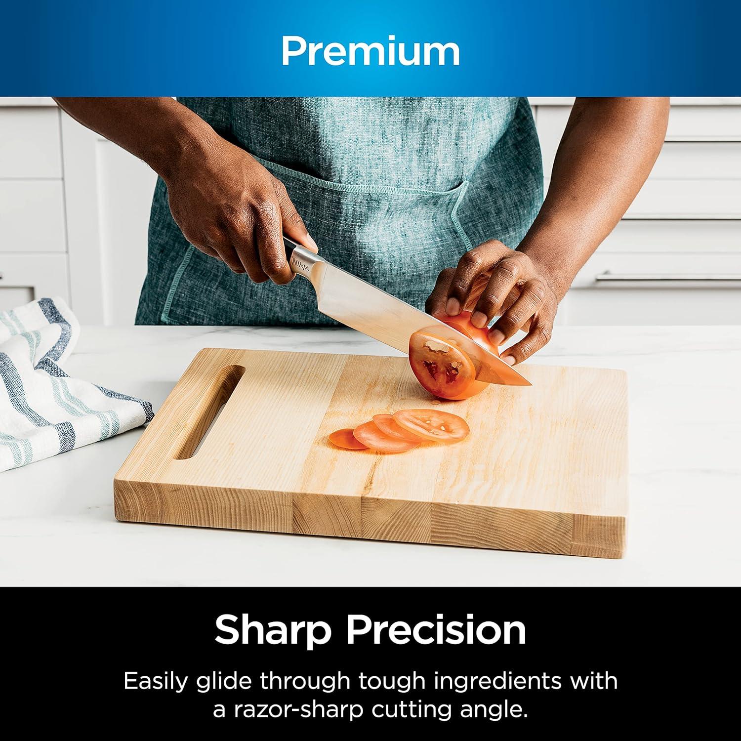imageNinja K32004 Foodi NeverDull System 4Piece Steak Knife Set Premium German Stainless Steel BlackSharpener Chef Knife