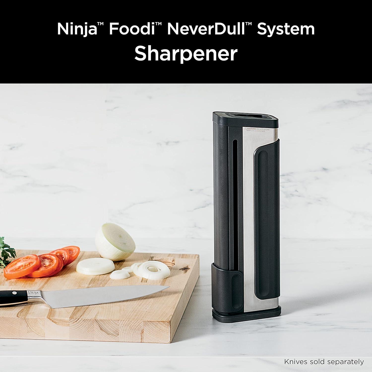 imageNinja K32004 Foodi NeverDull System 4Piece Steak Knife Set Premium German Stainless Steel BlackSharpener