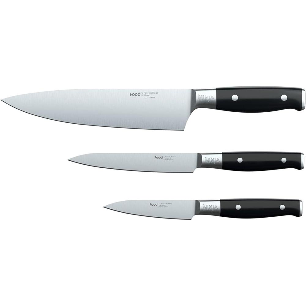 imageNinja K32004 Foodi NeverDull System 4Piece Steak Knife Set Premium German Stainless Steel BlackChef Knife Utility Knife Paring Knife Set